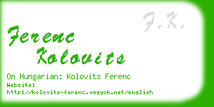 ferenc kolovits business card